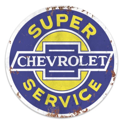 LARGE 36'' Chevrolet Super Service CHEVY Auto/ Gas & Oil Reproduction Metal Sign