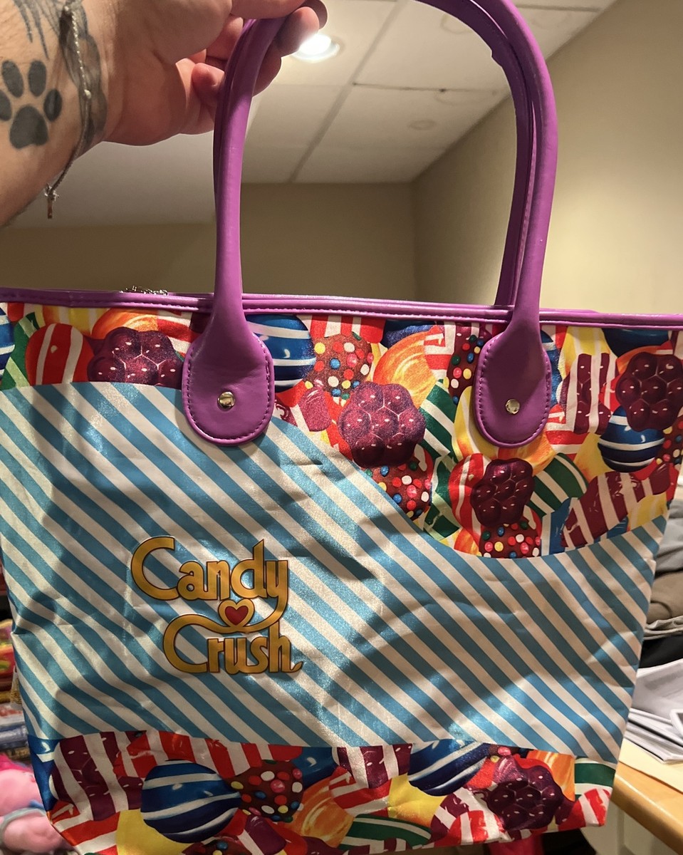 Candy Crush Purple Swipe Purse Handbag Shopping Tote Beach Bag