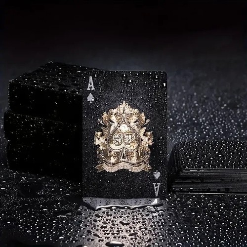 Carte da poker Colore nero oro gioco di carte francesi impermeabile - Foto 3 di 7