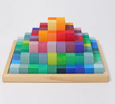 GRIMM'S Grimms 42080 Kleine Stufenpyramide Ab 3 Jahren 100 Bauklötze Holzrahmen + BONUS