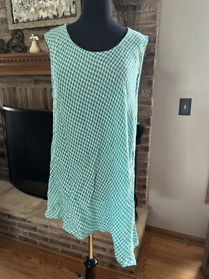 FLAX 100% Linen White and Green Checkered A-symmetrical Tunic Dress L | eBay FLAX 100% Linen White and Green Checkered A-symmetrical Tunic Dress L | eBay