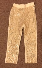 Just Couture Girls 4-5 Glittery Sequin Gold Cream Pants Christmas New Years