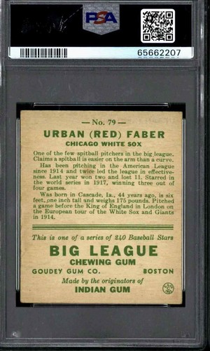 1933 Goudey #79 Red Faber - PSA 4.5 - Picture 2 of 2