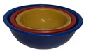 Vtg 80's PYREX 3 Primary Color Mixing Bowl Set, Clear Bottom Nesting Blue Yellow