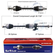 SurTrack Pair Set of 2 Front CV Axle Shafts For Honda Civic 1.8l 4L Manual 12-15