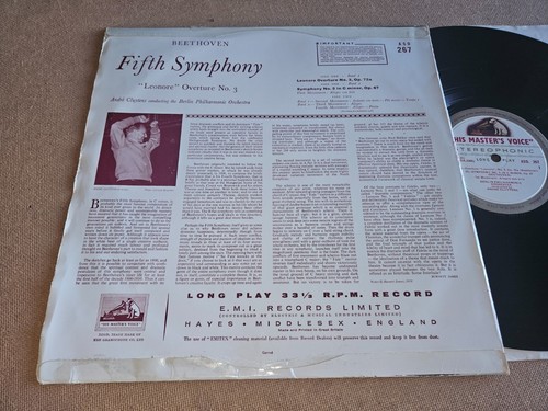 ASD 267 W/g (1958) Ed1- ANDRE CLUYTENS /BPO -BEETHOVEN 5th & 'LEONORE' O/T-Nm/Vg - Picture 4 of 6