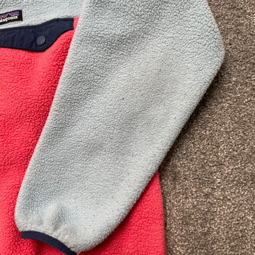 Patagonia Sweater Youth Large Pink Blue Lightweight Synchilla Snap T Pullover - Picture 4 of 9