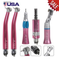 Dental High Fast Turbine + Low Speed Handpiece Contra Angle Kit 4 HOLE Motor Set