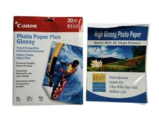 CANON Photo Paper Plus Glossy PP-101, 8.5" x 11", 20 sheets & High Glossy Paper
