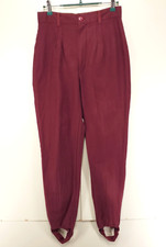 VTG Vintage Blue Stirrup Pants Women  s 5/6 Maroon Pleated High USA 80s 26x26