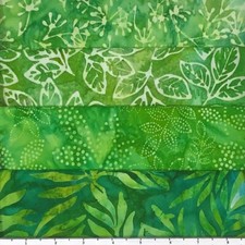 Lot of 4 1 Yard Cuts 100 Cotton Quilting Batik Fabric Leafy Green 713