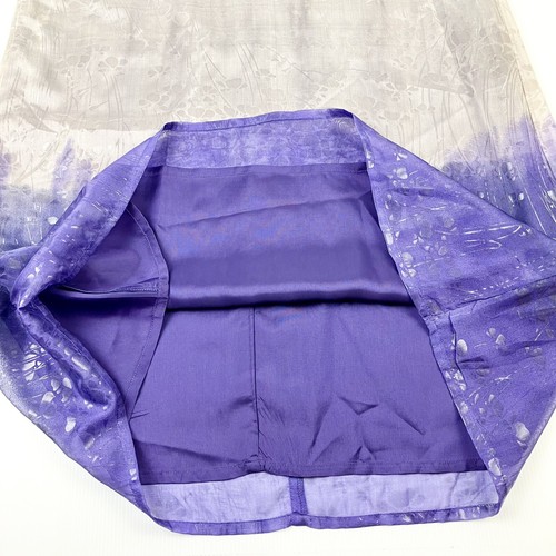 OJAY 100% Silk Knee Dress Sleeveless Purple Ombre Floral Sz 10 Ruffle Lined BNWT - Picture 12 of 15