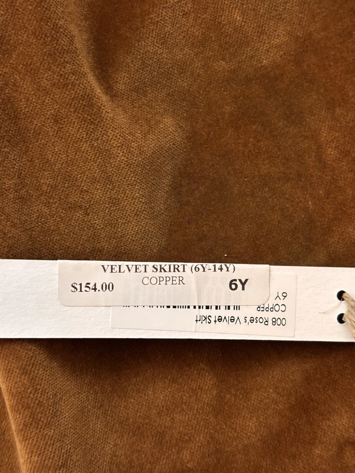 Falda de terciopelo Little Creative Factory nueva con etiquetas 6Y Rose’s algodón plisado de cobre Foto 3 de 4