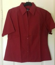 New Simon Jersey Ladies Sort Sleeved Blouse/ Shirt Red/Garnet Size UK14