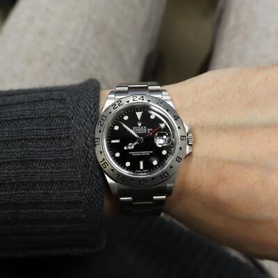 2000's Mint Rolex 16570 Explorer II 40mm GMT No Holes Lugs Steel