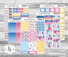 K212- Bold Flowers Weekly Kit Planner Stickers, Scrapbooking, Bullet Journal