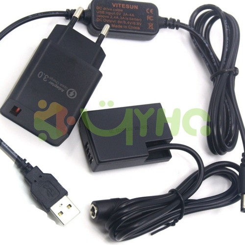 For Canon R50 750D QC 3.0 Quick Charger Power Cable+DR-E18 LP-E17 Dummy Battery - Picture 5 of 5