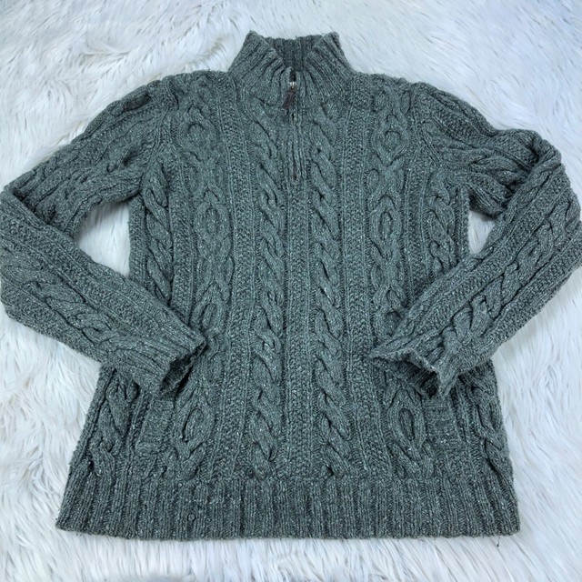 Lauren Ralph Lauren Women's S Green Chunky Cable Knit Quarter Zip Sweater | eBay