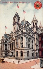 Pittsburgh Post Office PA Pennsylvania City Great Seal Shield Vtg Postcard X8