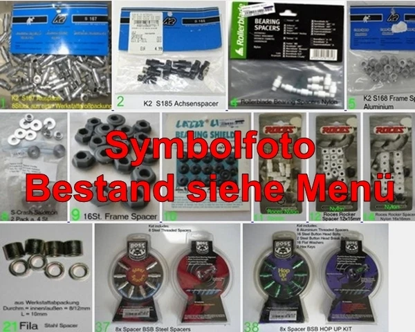 MARKENHERSTELLER Spacer Achsen Nr. 1-55 K2 Rollerblade Roces Scrash FILA Senate Salomon OUT mojo