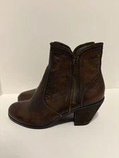 sam edelman boots 7.5 Brown Leather Double Zip Booties Ankle Boots Zipper
