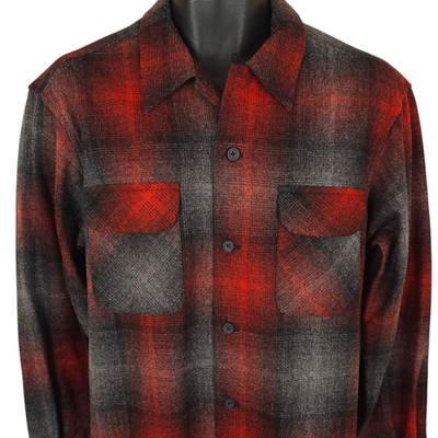Pendleton Board Shirt Mens Size Medium Red Ombre Plaid Wool