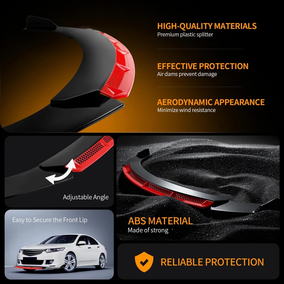 Kit de carrocería divisor alerón labio barbilla parachoques delantero para Ford Explorer ST negro rojo Foto 4 de 4