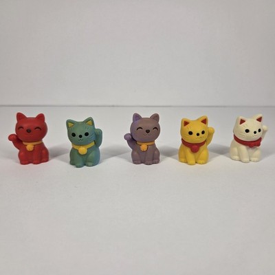 Iwako Unique Eraser Lucky Cat Set of 5 Multicolor Japan Gift Fun Souvenir 