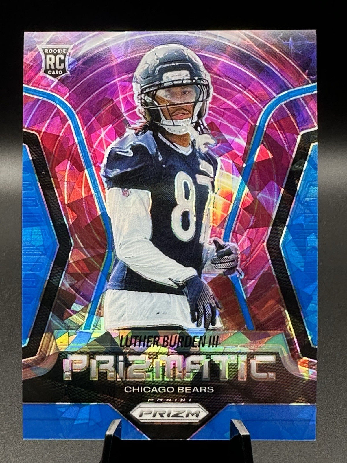 Luther Burden III 2025 Prizm RC #18 Prizmatic Blue Cracked Ice SP /99 Bears