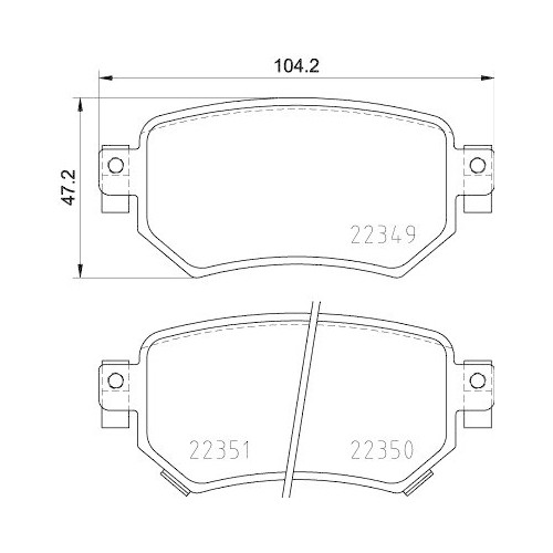Kit plaquettes de frein avant Hella 8DB 355 025-561 compatible Mazda et AMC route et ville