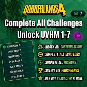 Borderlands 4  💎 100% Complete All Challenges ⚡Modded • UVH 7 ⚡ PS | XBOX | PC