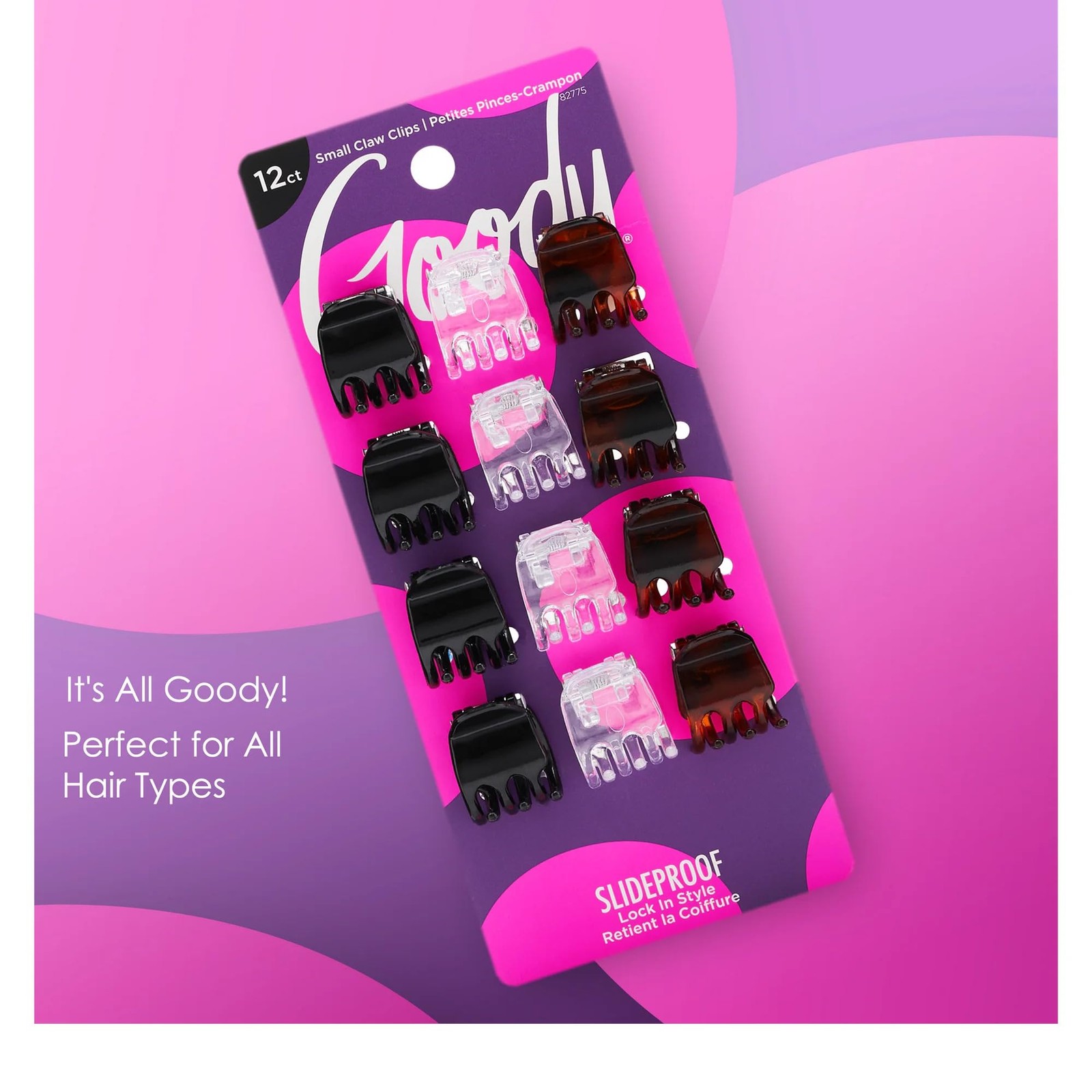 Goody Small Basic Half-Claw Hair Clips, 12-Count – 3-Prong Claw Clips