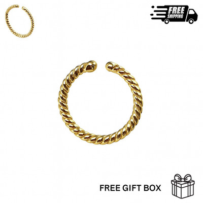 14K Solid Yellow Gold Beaded Nose Ring Hoop