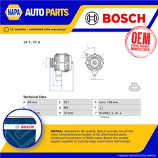 Alternator fits TOYOTA LAND CRUISER J9 3.0D 95 to 02 1KZ-TE Bosch 2706067030