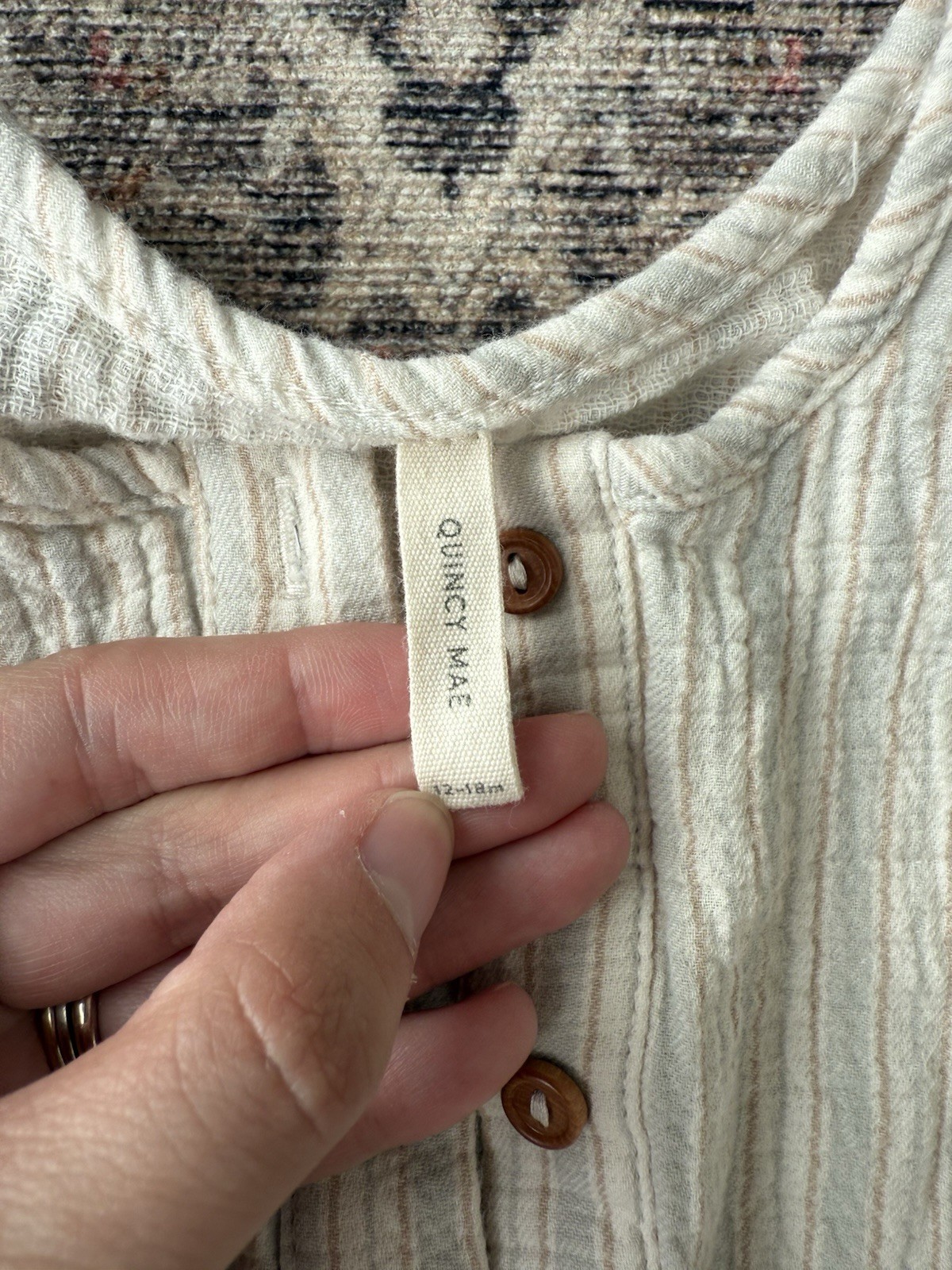 Quincy Mae Summer Stripe Linen Romper 12-18 Months