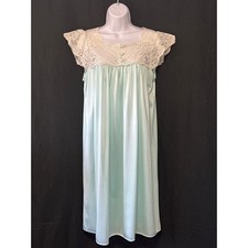 VTG Shadowline Negligee Nightgown S Pastel Teal Tradwife Modest Midge Maisel