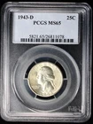 1943-D Washington Silver Quarter 25c PCGS MS65