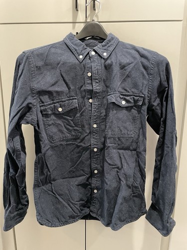 Everlane Men’s Navy Blue Brushed Weathered Cotton Flannel Oxford Button Down