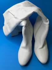 Top Moda Womens Over The Knee White Block Heel Boots-Size 10 ~ Excellent
