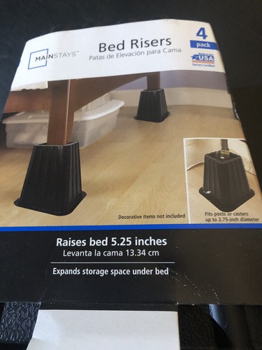 Mainstays Tall Bed Risers, Black, 4-Pack Raise Bed 5.25 Inches New - Picture 5 of 8