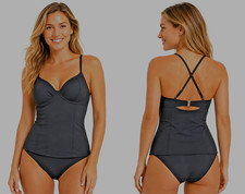 NWT 72 Athleta 34B/C 34B/C Black Kaimana Tankini Swimsuit Top 153280