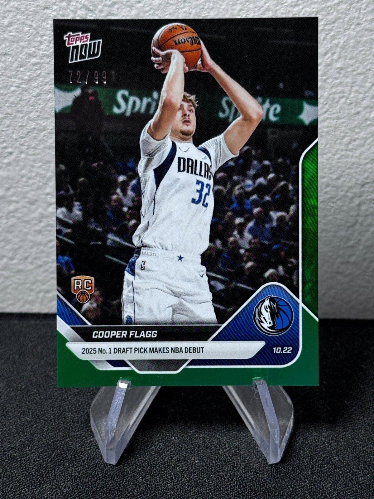 2025-26 Topps Now Cooper Flagg Green Foil Rookie RC /99 SP #6 Dallas Mavericks
