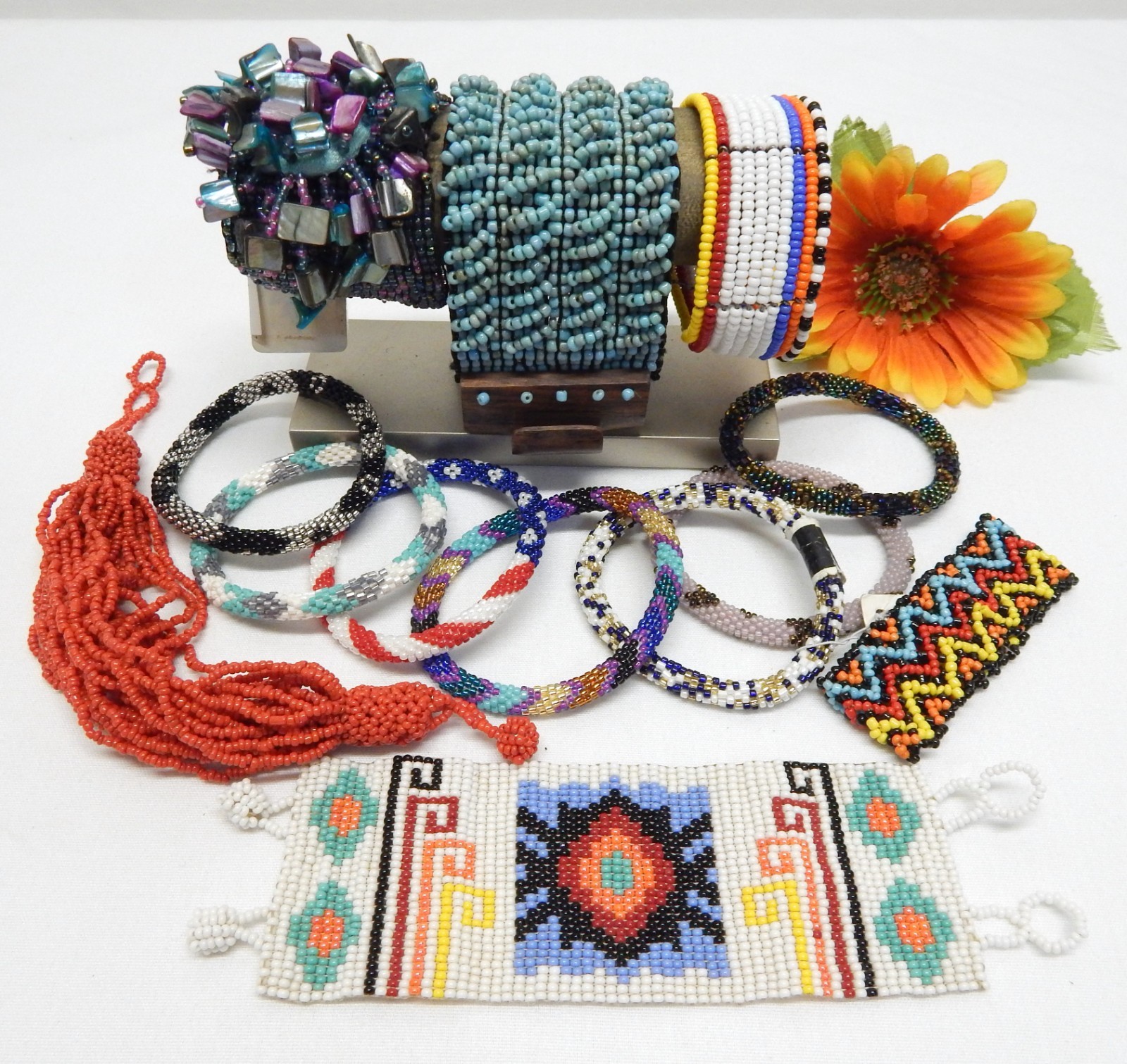 Abalone & Glass Seed Bead Bracelet Lot, Fashion Jewelry Lot