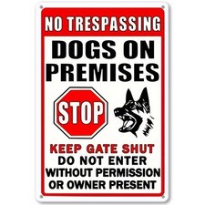 8x12 Inch No Trespassing Dogs Tin Metal Signs Home D cor Heavy-Duty Aluminum War