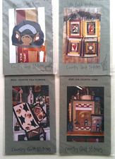 Lot of 4 quilt  wool applique patterns primitive Country home flowers  CQS6