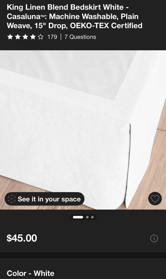 Falda de cama Casaluna King mezcla de lino, nueva Foto 4 de 4