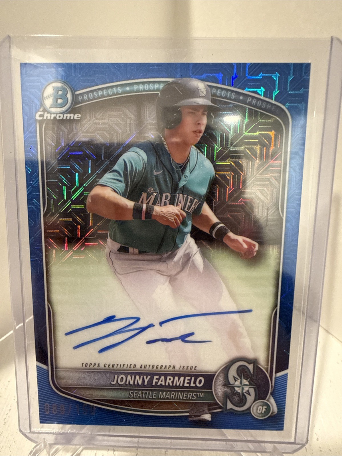 2025 Bowman Prospect Auto Jonny Farmelo BMA-JFA Blue Mojo /150 Seattle Mariners