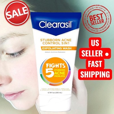 Clearasil Stubborn Acne Control 5in1 Exfoliating Wash, Maximum Strenght New