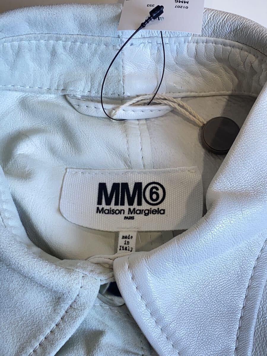 MM6 Other Two Toned Leather Button-Down Shirt 42 White
