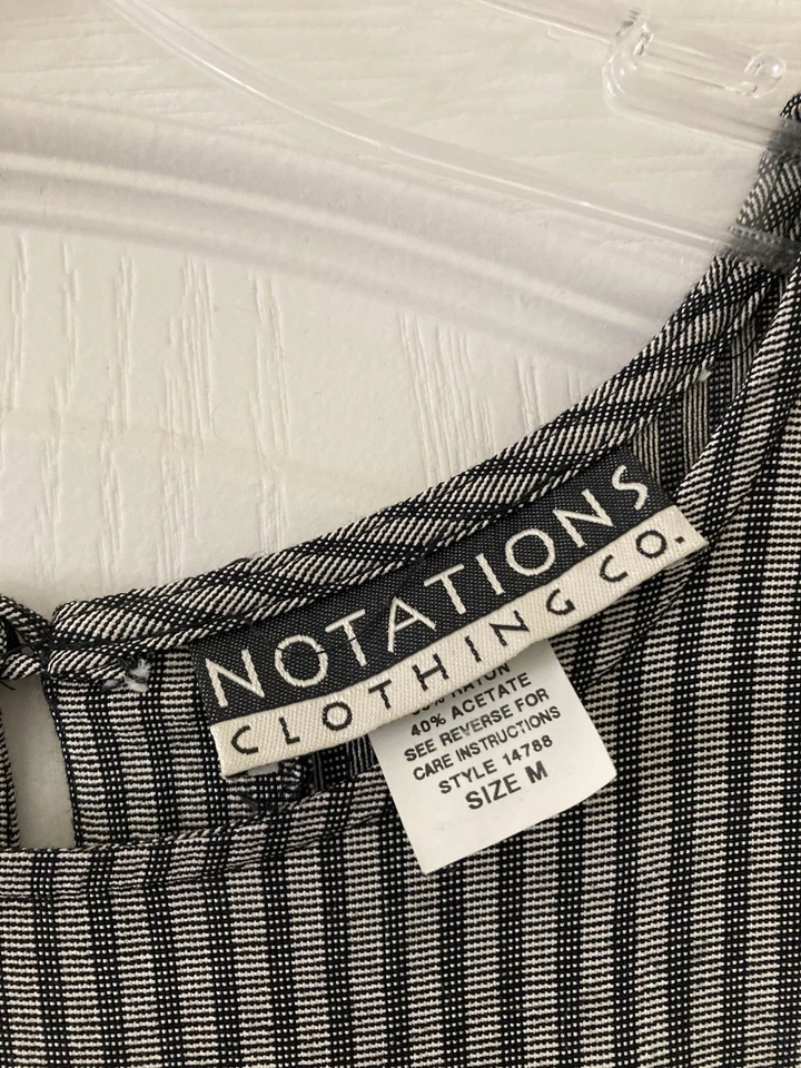 Notations Clothing Co. Vestido de sol sin mangas para mujer talla M Rayas negras y grises  Foto 3 de 4